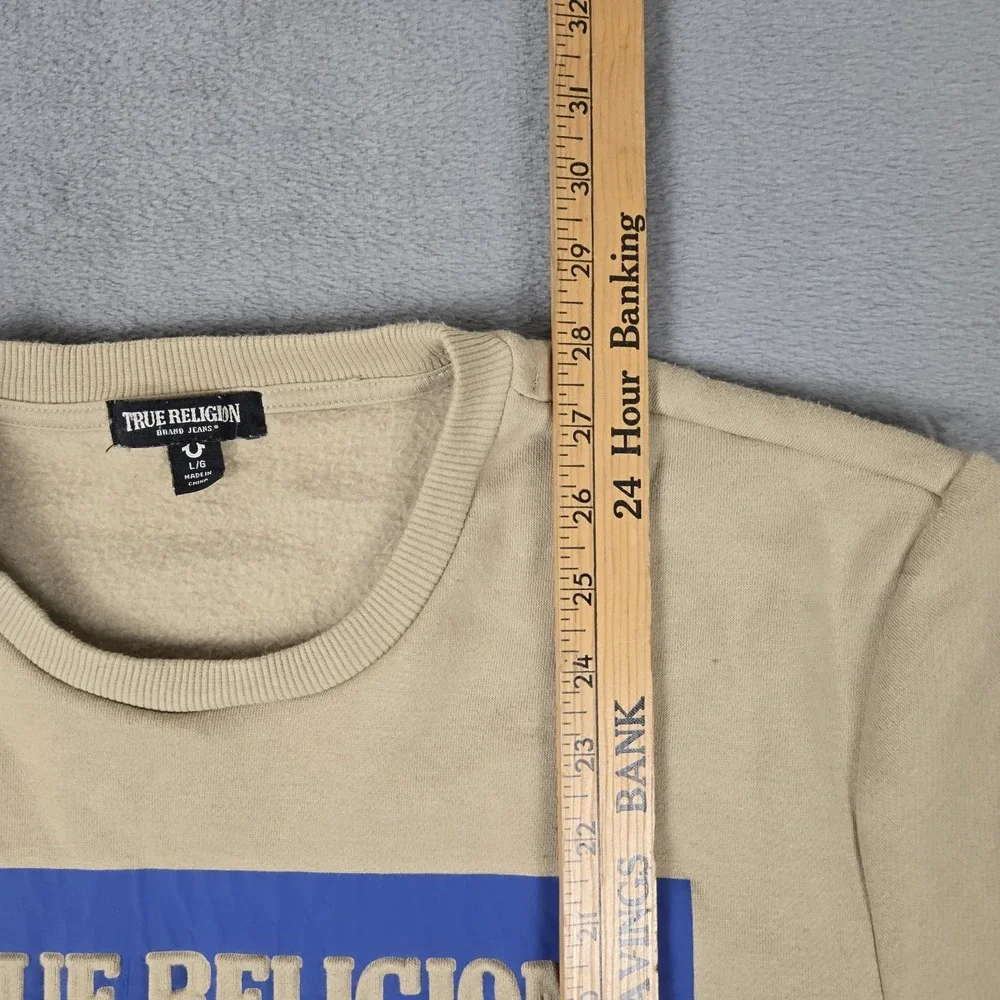 True Religion‎ Sweatshirt Mens Large Travertine Long Sleeve Crew Neck Embossed